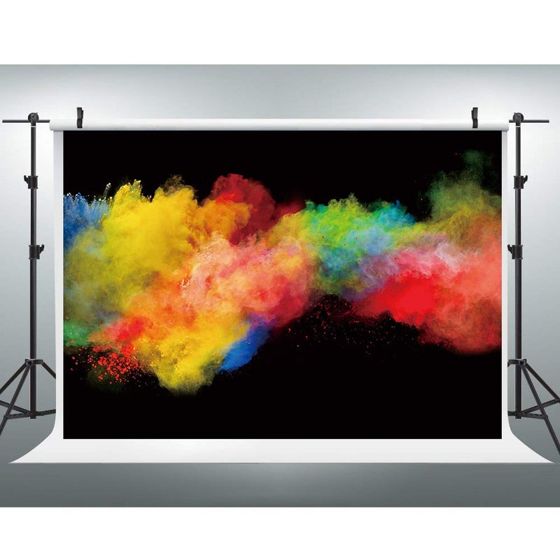 EOA 7(W) x5(H) FT Colorful Paint Splash Backdrop Abstract Art Effect Painting Powder Dust Spray Photography Background Birthday Party Decor Photoshot Studio Portrait Props - Image 1